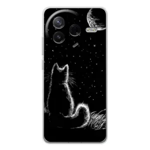 Чохол з принтом для Xiaomi POCO F7 Pro (AlphaPrint) Модні коти (Котик і місяць)