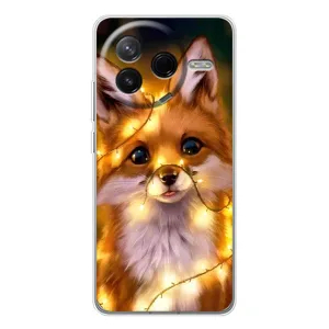 Чехлы с картинкой Лисички для Xiaomi POCO F7 Pro (VPrint) (Лисичка в гирляндах)