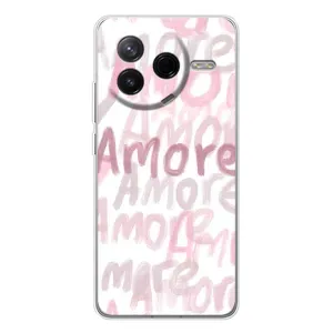 Чехол с розовым рисунком для Xiaomi POCO F7 Pro (Аморе любовь)