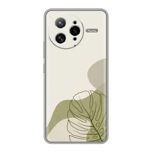 Силиконовый чехол с принтом в цветах на Xiaomi POCO F7 Ultra (Зеленая монстера дизайн)