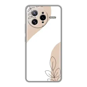 Силиконовый чехол с принтом в цветах на Xiaomi POCO F7 Ultra (Нюдовая веточка абстракция)