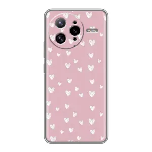 Чехол с розовым рисунком для Xiaomi POCO F7 Ultra (Сердечки на розовом)