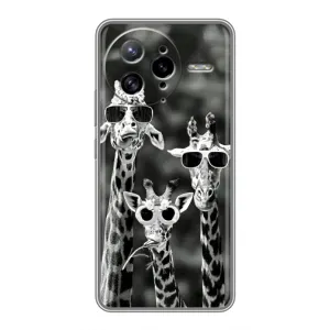 Силиконовый чехол с КАРТИНКАМИ лето для Xiaomi POCO F7 Ultra (AlphaPrint) (Жирафы в очках)