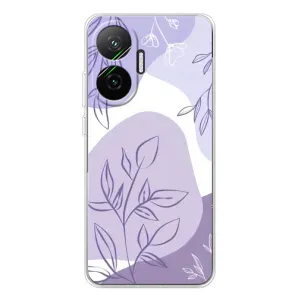 Силиконовый чехол с принтом в цветах на Xiaomi POCO F7 (Фиолетовые листья абстракция)