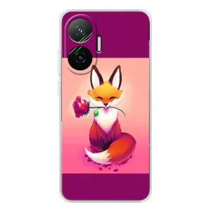 Чехлы с картинкой Лисички для Xiaomi POCO F7 (VPrint) (Лисичка с розочкой)