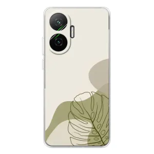 Силиконовый чехол с принтом в цветах на Xiaomi POCO F7 (Зеленая монстера дизайн)