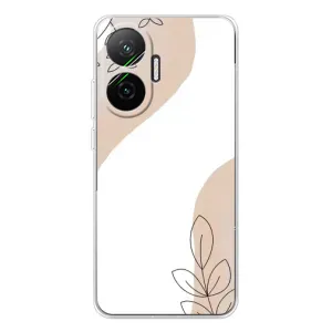 Силиконовый чехол с принтом в цветах на Xiaomi POCO F7 (Нюдовая веточка абстракция)