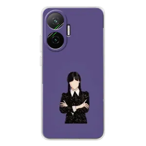Чехлы Венсдей на Xiaomi POCO F7 Уэнсдей (AlphaPrint) (Уэнздей в черном)