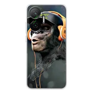 Чехол с Обезьянами Xiaomi POCO F7 - (AlphaPrint) (В наушниках)