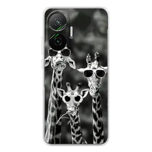 Силиконовый чехол с КАРТИНКАМИ лето для Xiaomi POCO F7 (AlphaPrint) (Жирафы в очках)