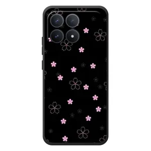 Чохол з розовим принтом для Xiaomi Poco F8 Pro (Рожеві квіти на чорному)