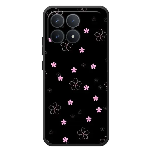 Чехол с принтом «Розовые цветы на черном» для Xiaomi Poco F8 Pro