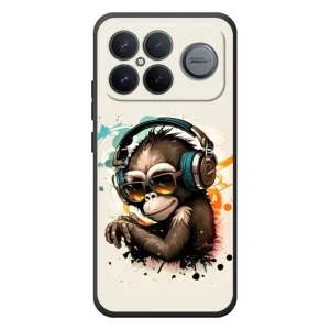 Чехол с Обезьянами Xiaomi Poco F8 Ultra - (AlphaPrint) (Макака в наушниках)