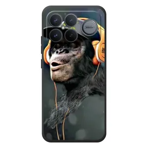 Чехол с Обезьянами Xiaomi Poco F8 Ultra - (AlphaPrint) (В наушниках)