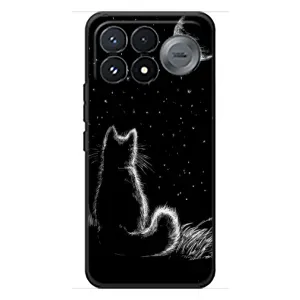Чехол с принтом для Xiaomi Poco F9 Pro (AlphaPrint) Модные коты (Котик и луна)