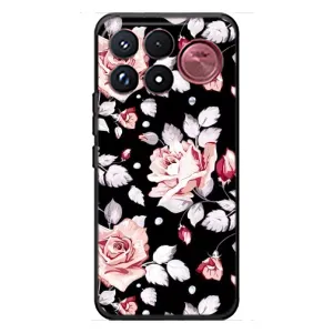 Чехлы с Цветами для Xiaomi Poco F9 Ultra (VPrint) (Цветочки на черном)