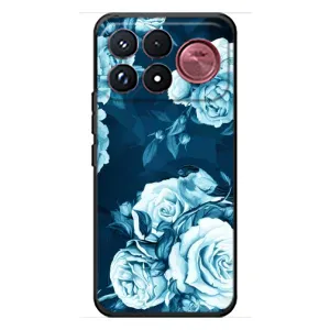 Чехлы (ART) Цветы на Xiaomi Poco F9 Ultra (VPrint) (Голубые Бутоны)