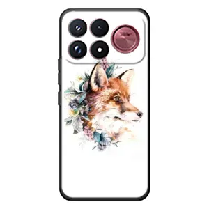 Чехлы с картинкой Лисички для Xiaomi Poco F9 Ultra (VPrint) (Лисичка в цветочках)