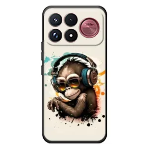 Чехол с Обезьянами Xiaomi Poco F9 Ultra - (AlphaPrint) (Макака в наушниках)