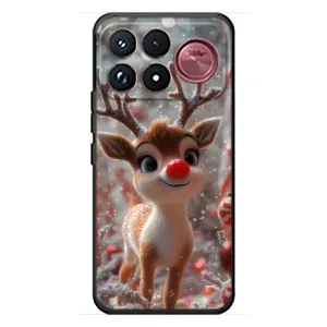 Яркий чехол для Xiaomi Poco F9 Ultra с Зимними Оленятами (Олень с носом)