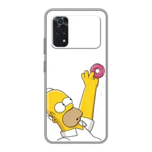 Чехол с Симпсонами для Xiaomi POCO M4 Pro 5G (VPrint) (Гомер с пончиком)