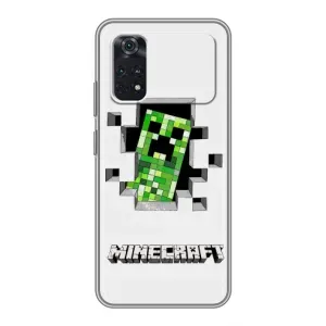 Чехол Майнкрафт на Xiaomi POCO M4 Pro 5G (AlphaPrint) Minecraft (крипер Майнкрафт)