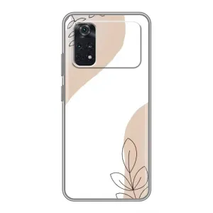 Силконовий чохол з принтом в квітах на Xiaomi POCO M4 Pro 5G (Нюдова гілочка абстракція)
