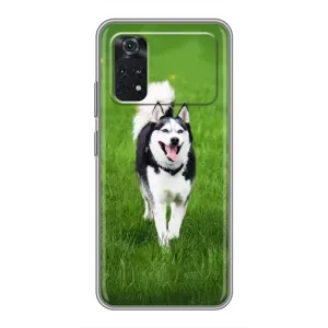 Чехол с Хаски для Xiaomi Poco M4 Pro 5G - (AlphaPrint) (Радостный Хаски)