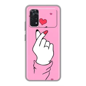 Чехол с принтом для Xiaomi POCO M4 Pro 5G (AlphaPrint - Знак сердечка) (Знак Love)