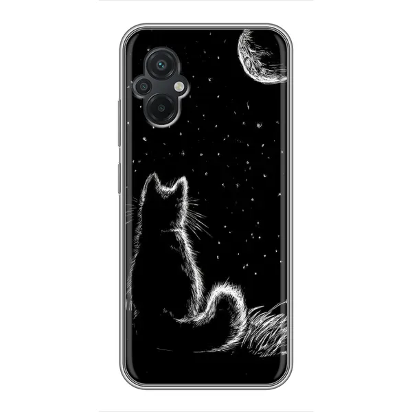 Чехол с принтом «Котик и луна» для Xiaomi POCO M5 Чехол с принтом «Котик и луна» для Xiaomi POCO M5