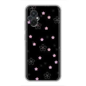 Чохол з розовим принтом для Xiaomi POCO M5 (Рожеві квіти на чорному)