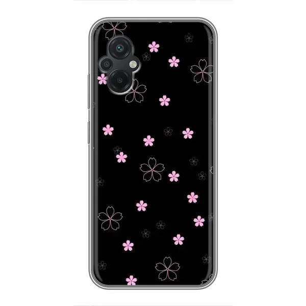 Чохол з принтом «Рожеві квіти на чорному» для Xiaomi POCO M5