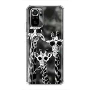 Силиконовый чехол с КАРТИНКАМИ лето для Xiaomi POCO M5s (AlphaPrint) (Жирафы в очках)