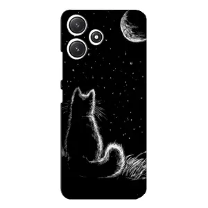 Чехол с принтом для Xiaomi POCO M6 Pro (5G) (AlphaPrint) Модные коты (Котик и луна)