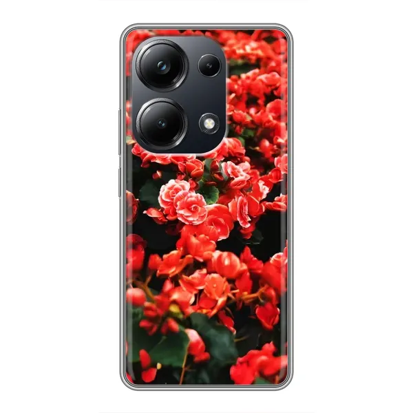 Чохол з принтом «Квіти червоні» для Xiaomi POCO M6 Pro Чохол з принтом «Квіти червоні» для Xiaomi POCO M6 Pro