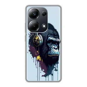 Чехол с Обезьянами Xiaomi POCO M6 Pro - (AlphaPrint) (Горилла в наушниках)