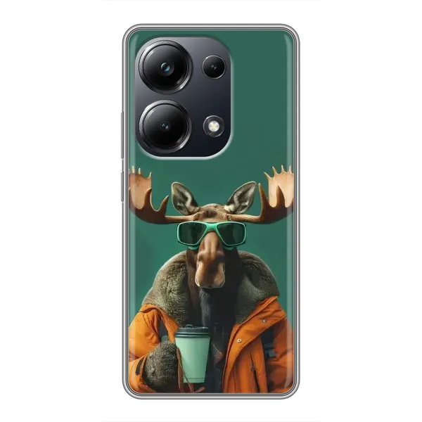 Чохол з принтом «Лось з кавою» для Xiaomi POCO M6 Pro
