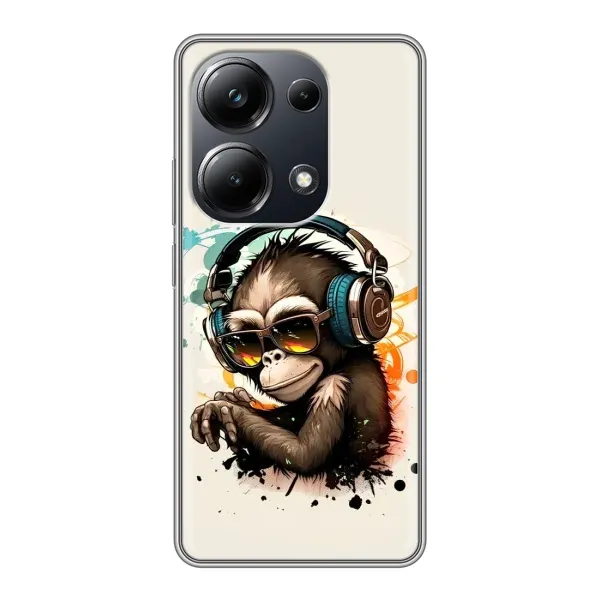 Чехол с принтом «Макака в наушниках» для Xiaomi POCO M6 Pro Чехол с принтом «Макака в наушниках» для Xiaomi POCO M6 Pro