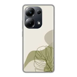 Силиконовый чехол с принтом в цветах на Xiaomi POCO M6 Pro (Зеленая монстера дизайн)