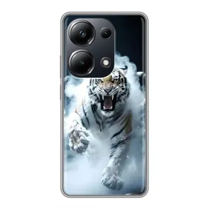 Чохол з картинкою 'Хижаки' для Xiaomi POCO M6 Pro (Білий тигр у диму)