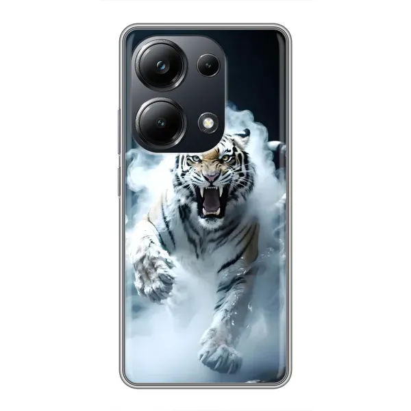 Чохол з принтом «Білий тигр у диму» для Xiaomi POCO M6 Pro