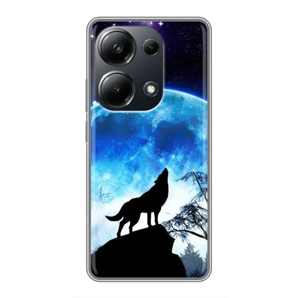 Чохол з принтом «Вовк на місяць» для Xiaomi POCO M6 Pro