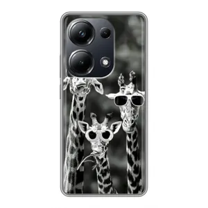 Силіконовий чохол з КАРТИНКАМИ літо для Xiaomi POCO M6 Pro (AlphaPrint) (Жирафи в окулярах)