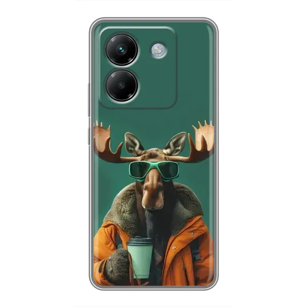 Чохол з принтом «Лось з кавою» для Xiaomi Poco M7 Pro 5G