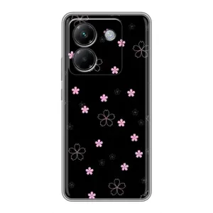 Чохол з розовим принтом для Xiaomi Poco M7 Pro 5G (Рожеві квіти на чорному)