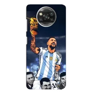 Чехлы для Xiaomi POCO X3 (Leo чемпион) (AlphaPrint) (Месси с кубком)
