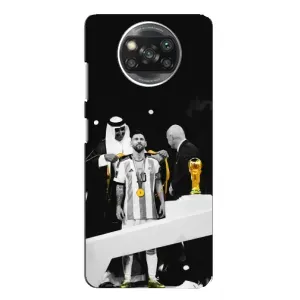 Чехлы для Xiaomi POCO X3 (Leo чемпион) (AlphaPrint) (Месси в накидке)