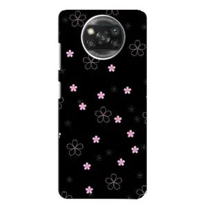 Чехол с розовым рисунком для Xiaomi POCO X3 (Розовые цветы на черном)