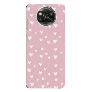 Чехол с розовым рисунком для Xiaomi POCO X3 (Сердечки на розовом)