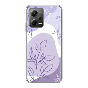 Силконовий чохол з принтом в квітах на Xiaomi POCO X5 (5G) (Фіолетове листя абстракція)